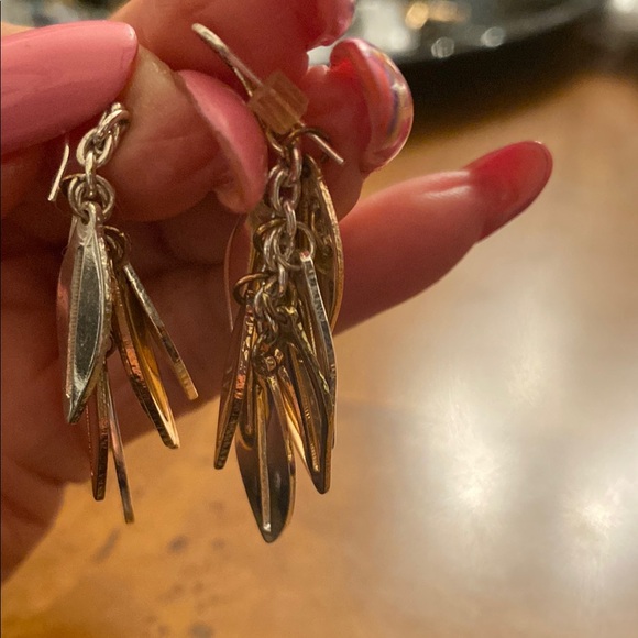 Elegant Gold and Silver Leaf Earrings - Picture 3 of 5